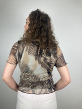 vintage brown tiger print y2k mesh tshirt