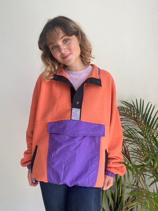 Vintage Orange and Purple Fleece (L)