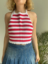 Red and White Striped Crochet Top