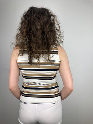 vintage cream brown striped y2k sleeveless top