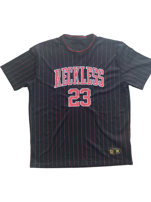 vintage red and black reckless basketball tshirt