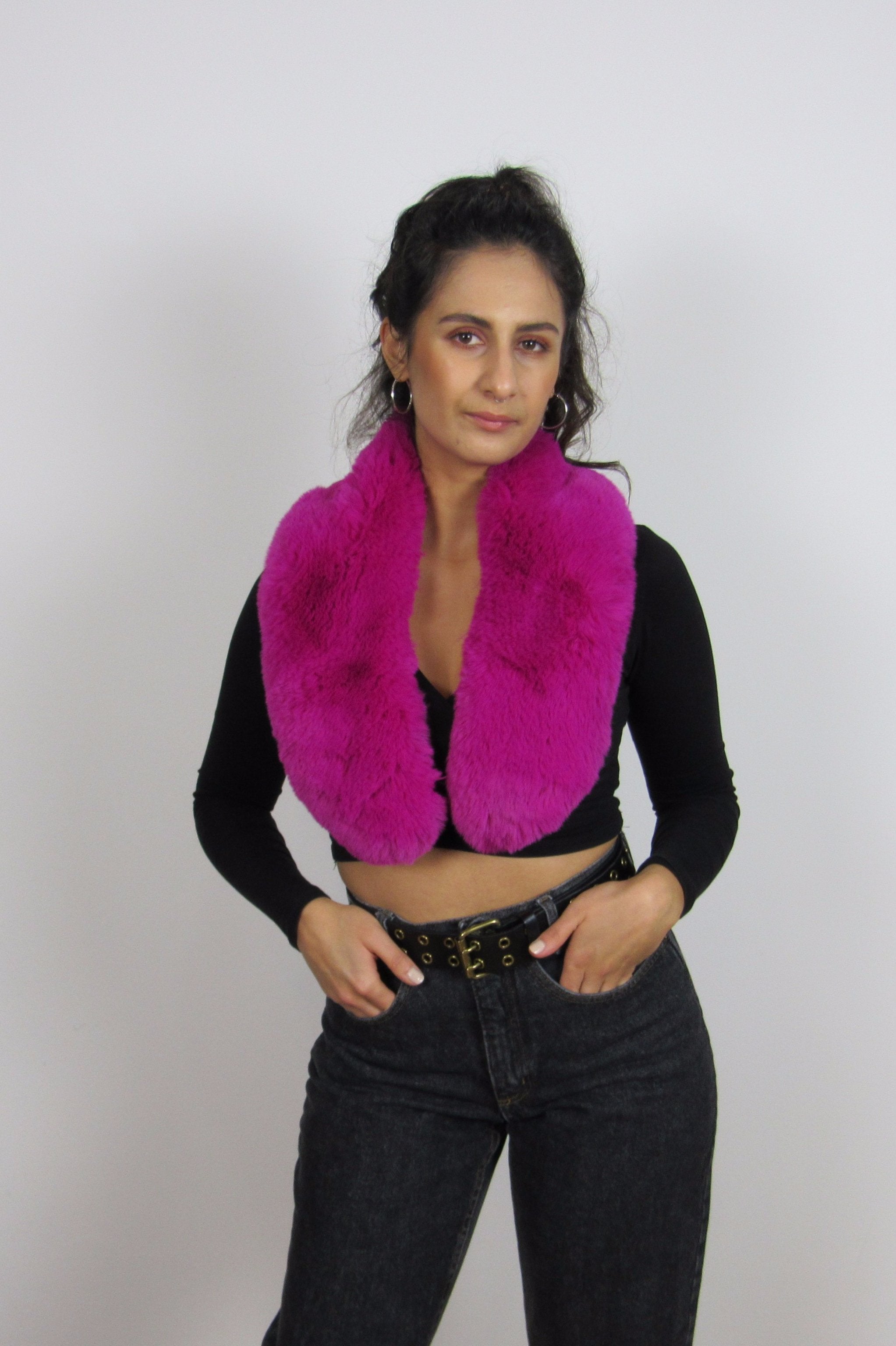 Hot Pink Faux Fur Collar