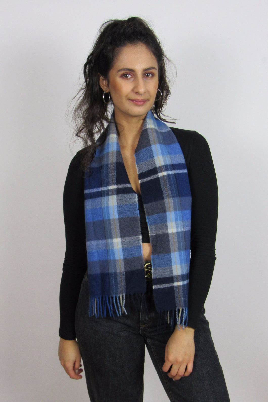 Blue tartan scarf womens cheap