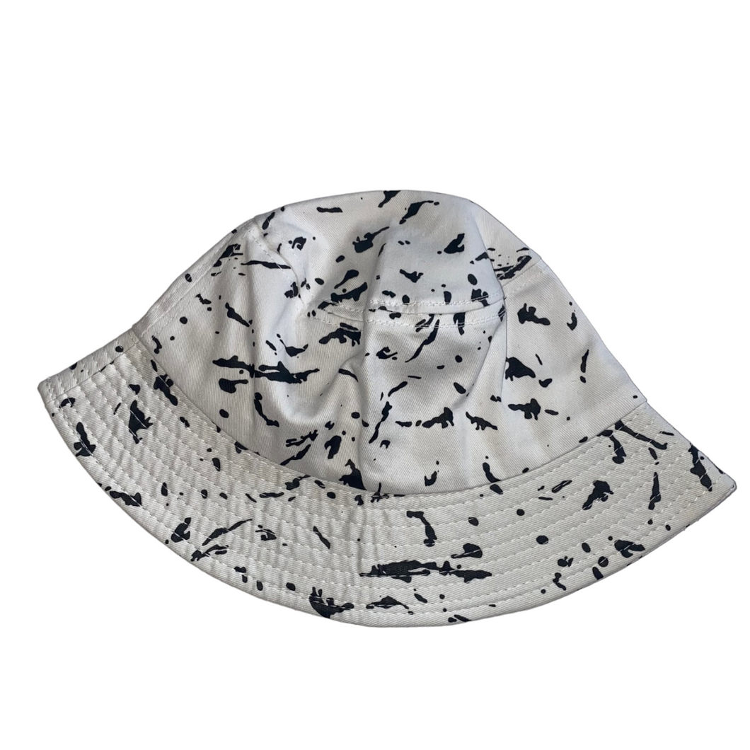 White And Black Print Bucket Hat