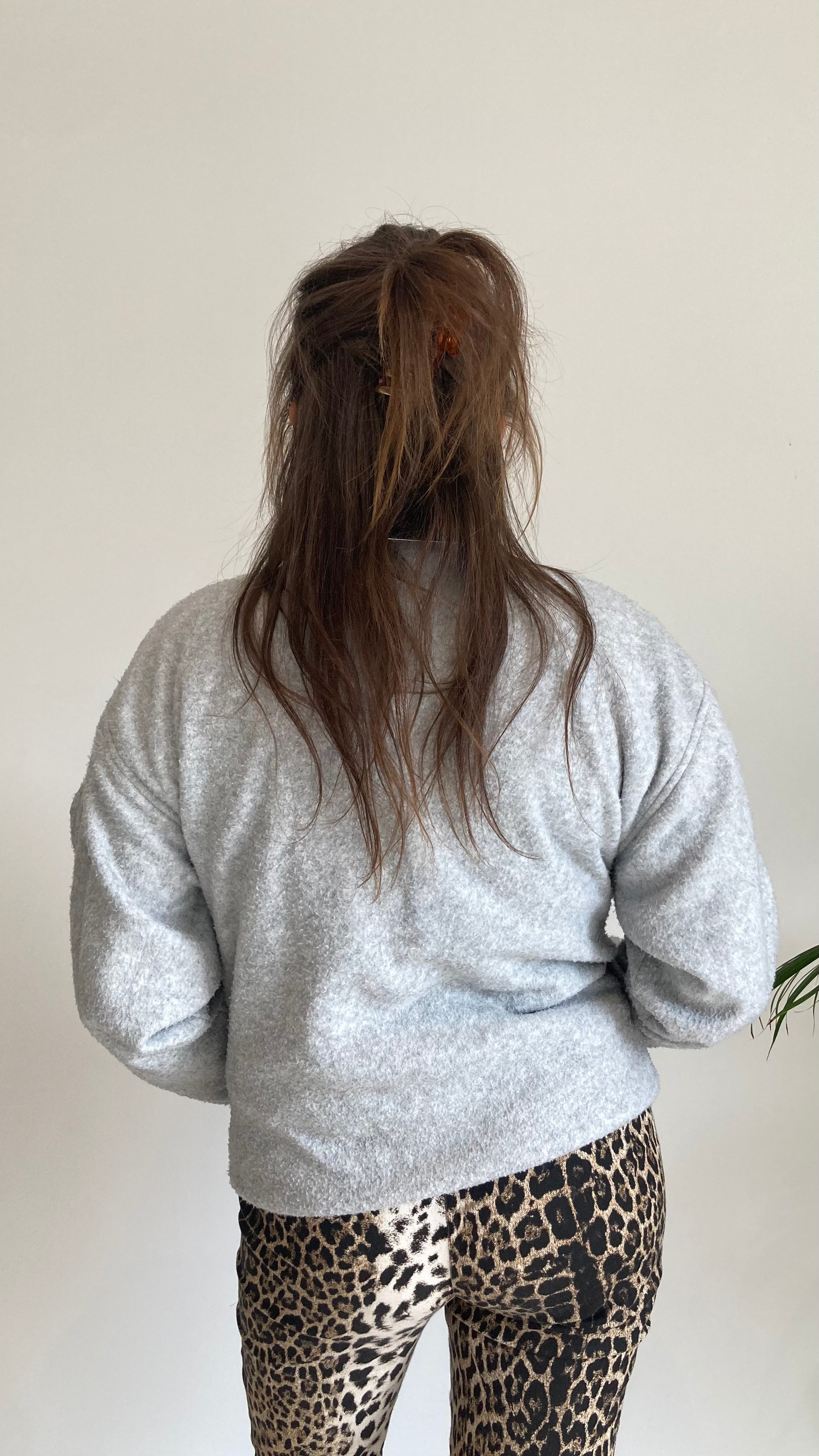 grey Halfzip fleece flower pocket detail vintage