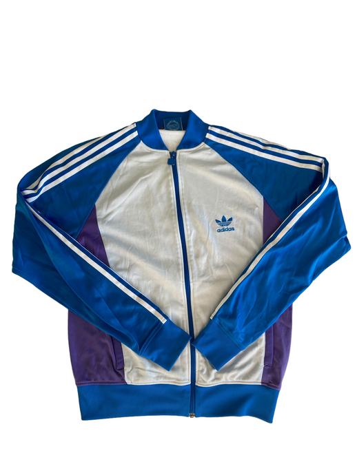 blue white purple striped adidas sports jacket