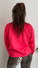fushcia pink green collar monkey embroidered sweatshirt