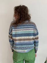 blue striped rollneck knit jumper 