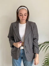 grey gingham womens vintage blazer