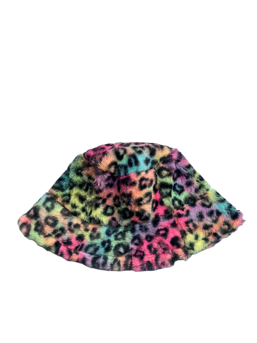 multicoloured fluffy bucket hat