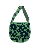 green black knit tote shoulder bag