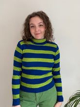 royal blue striped knit turtleneck