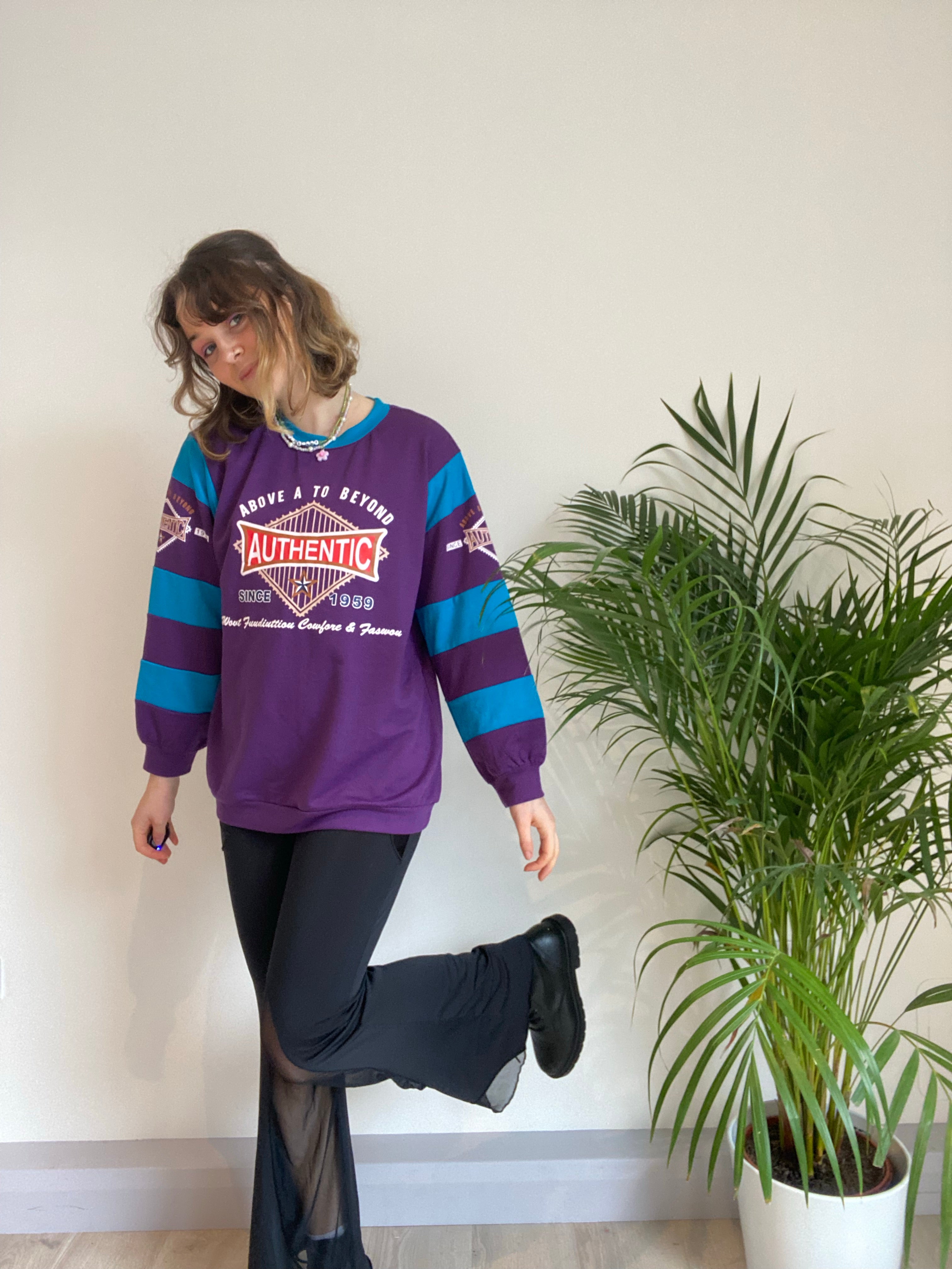 purple and blue stripe sweater