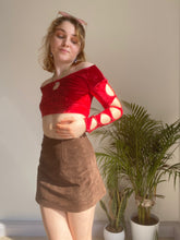 Vintage Red Velvet Cut Out Top