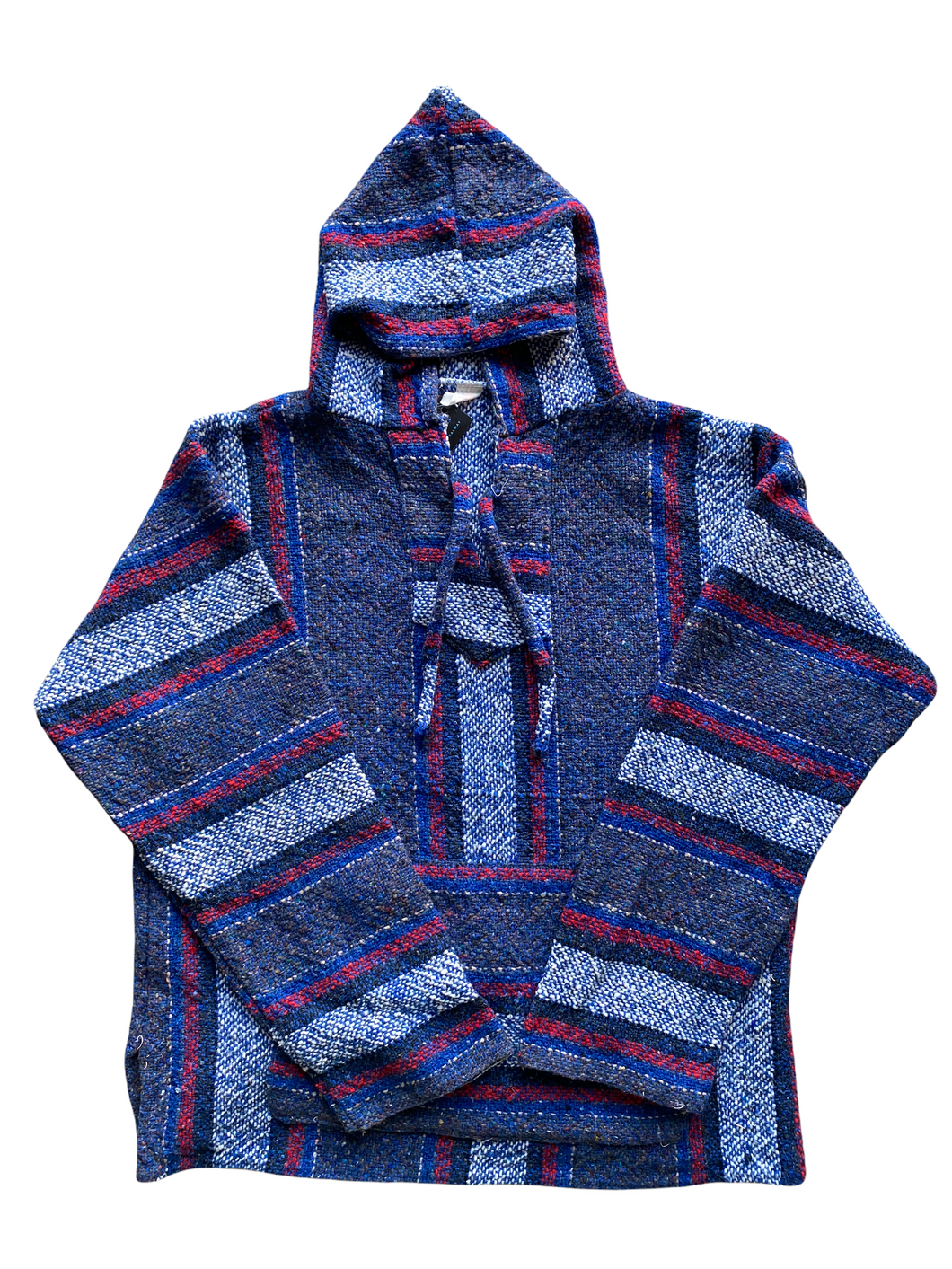 red and blue baja hoodie 