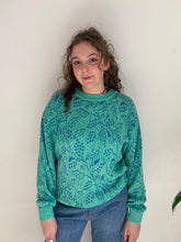 teal green blue print jumper knit