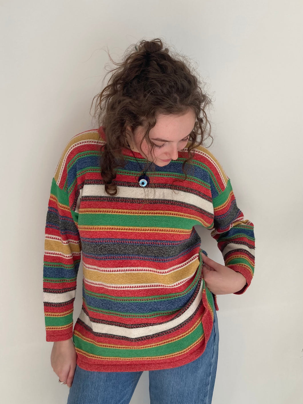 striped rainbow knit jumper
