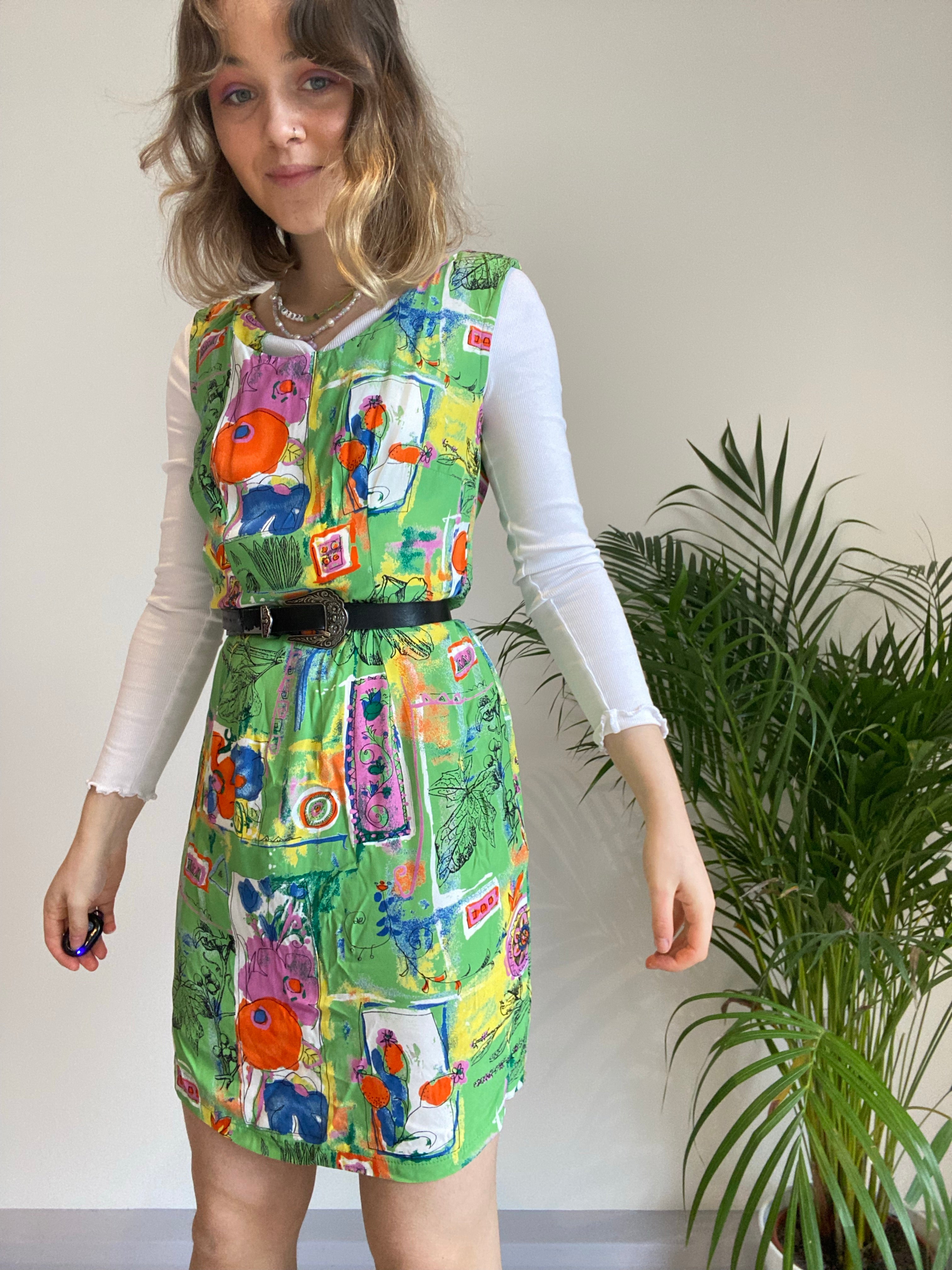 Vintage Green Patterned Dress