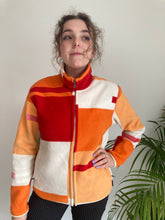 Red Orange Retro Print Fullzip Fleece