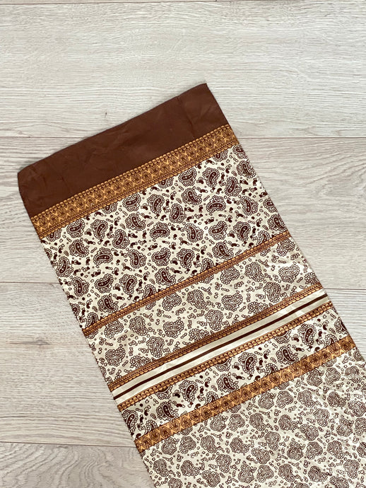 Vintage Brown Patterned Silk Scarf