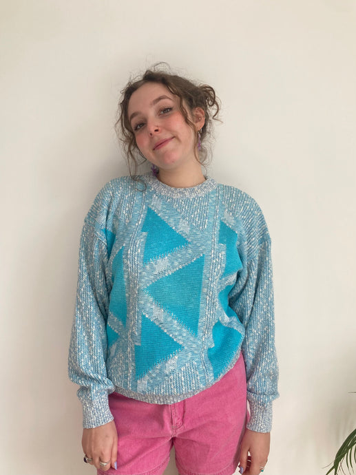 Blue Triangle Design Knit