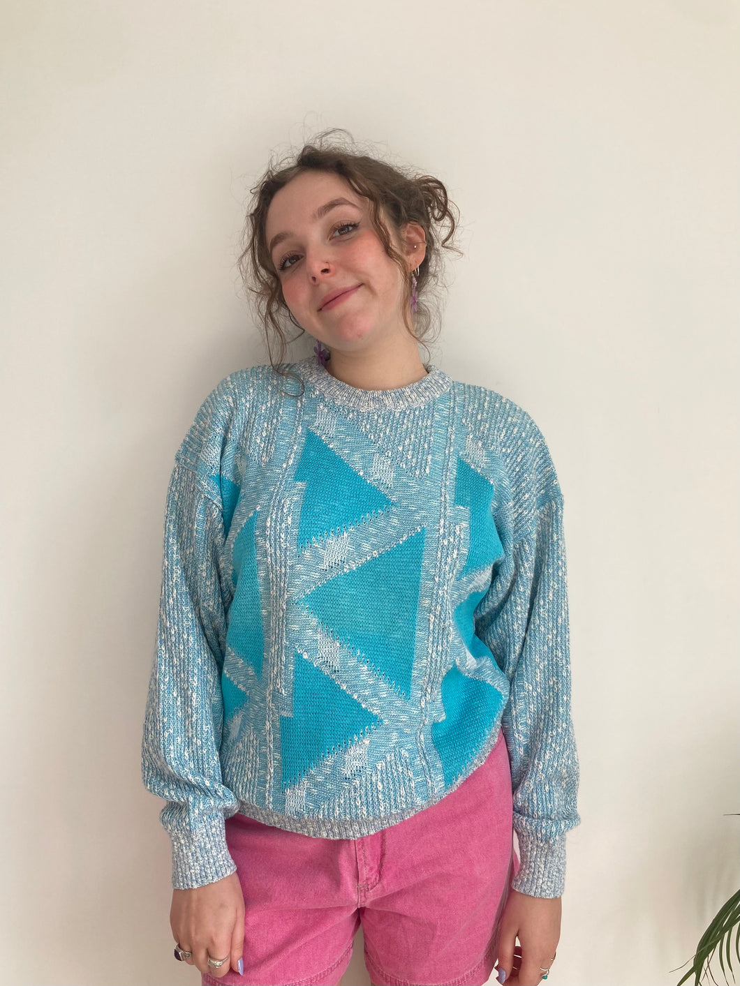 Blue Triangle Design Knit (L)