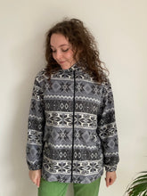 grey white snowflake print vintage fleece 