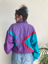 blue and purple vintage sports jacket