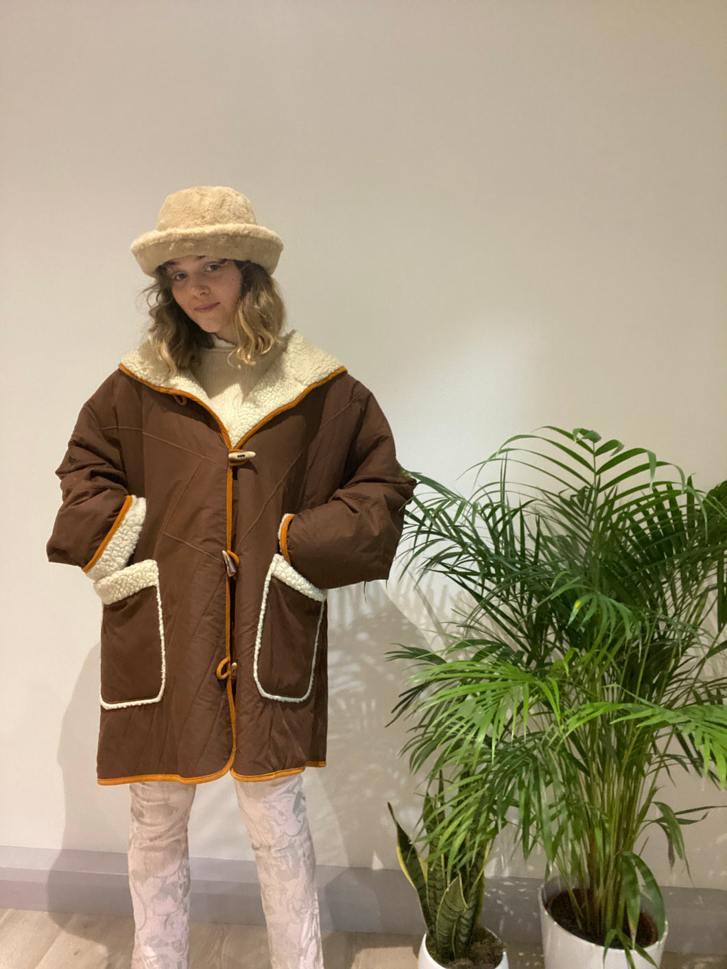 Vintage fur brown coat 