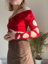 Vintage Red Velvet Cut Out Top