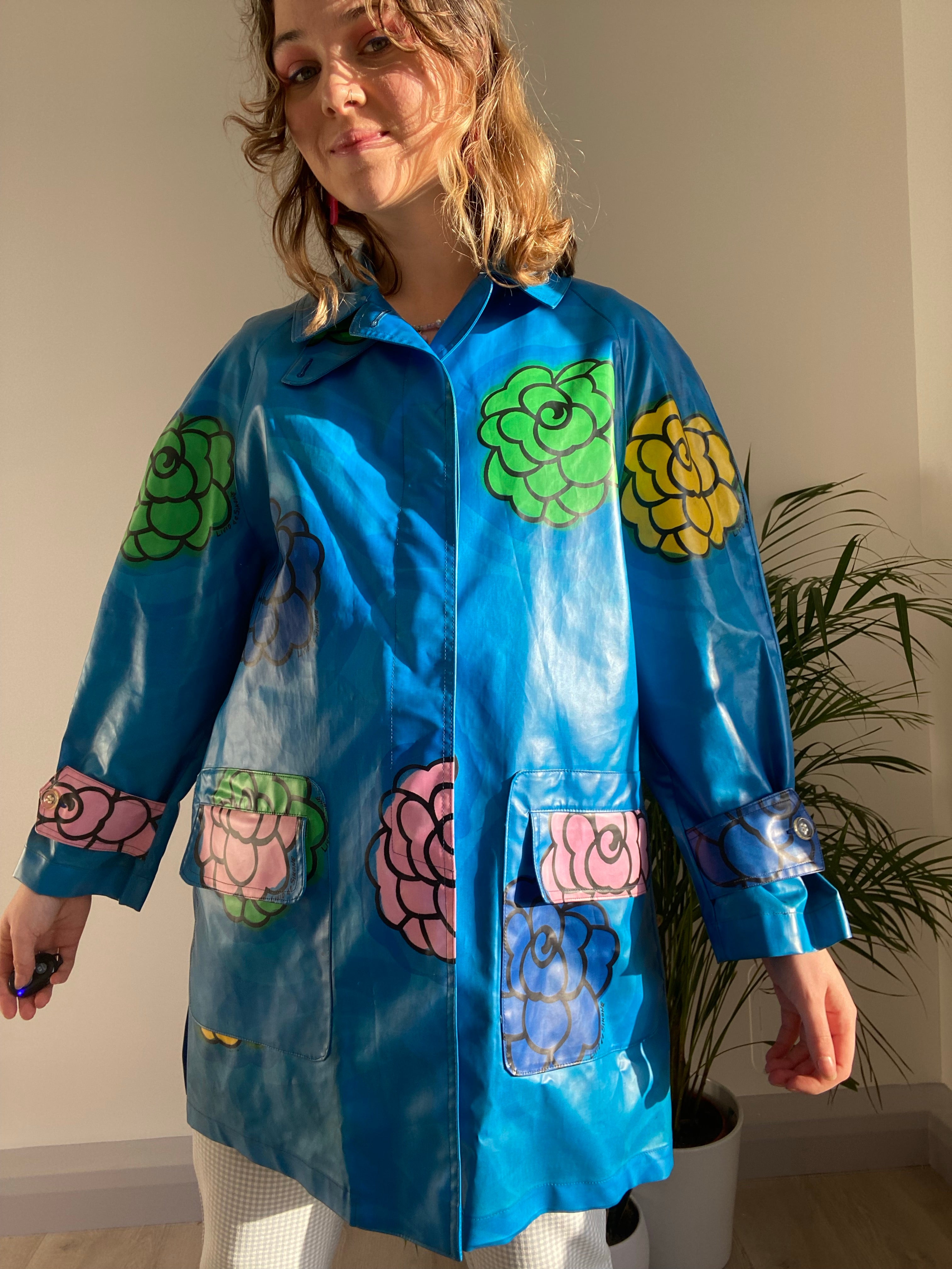 vintage blue raincoat 