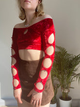 Vintage Red Velvet Cut Out Top