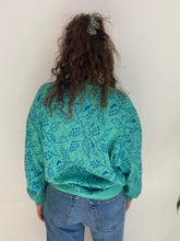 teal green blue print jumper knit