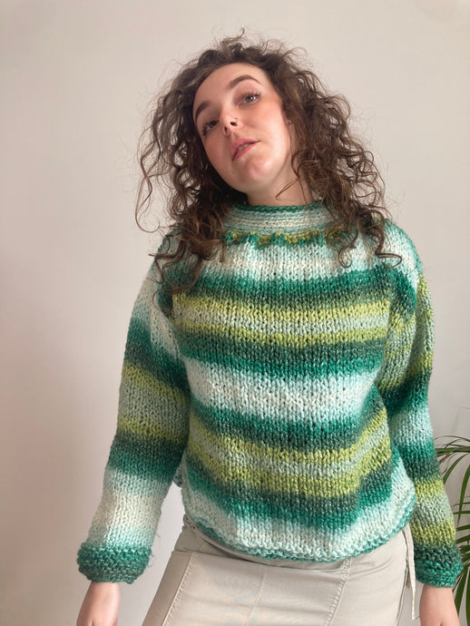 striped green super soft knit jumper 