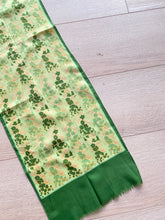 Vintage Green Floral Silk Scarf