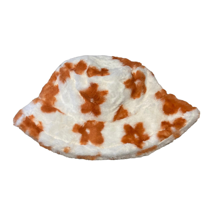 Orange Flower Fluffy Bucket Hat