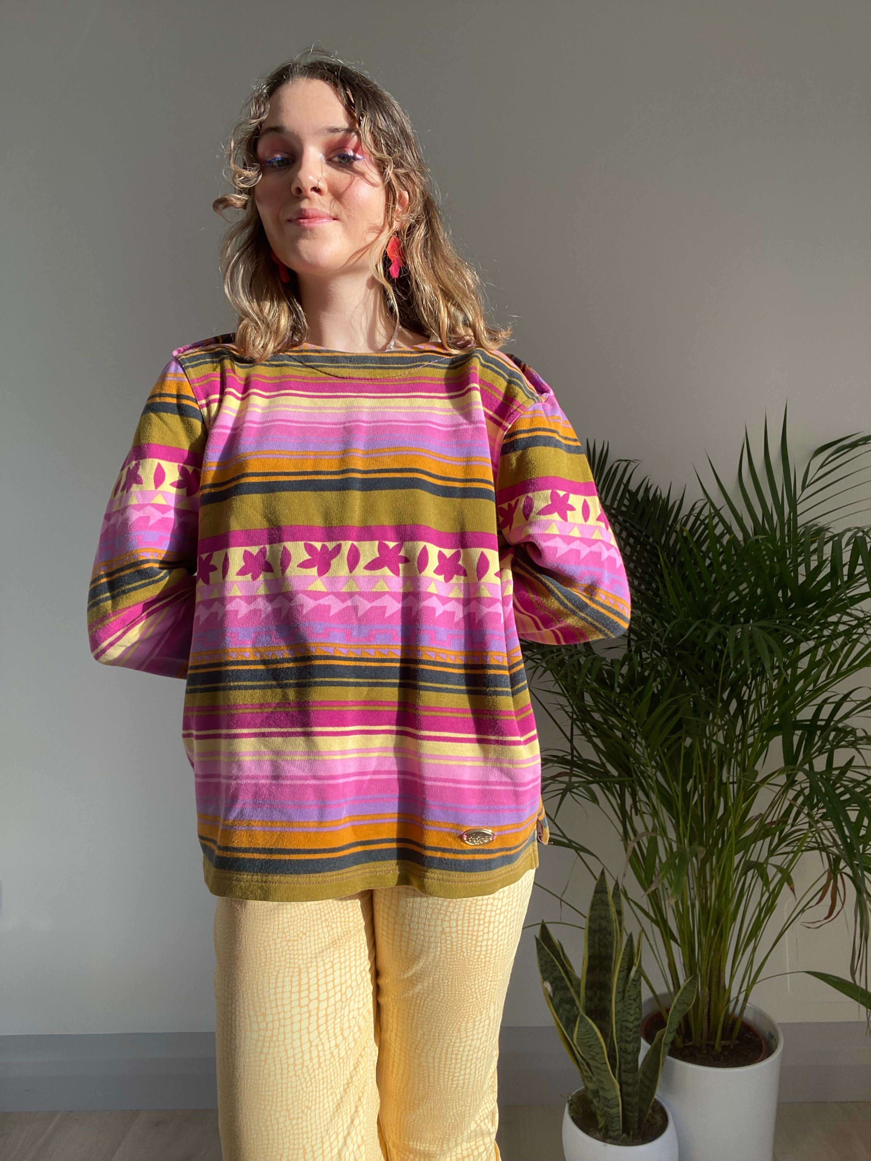 Vintage Patterned Sweater (S)