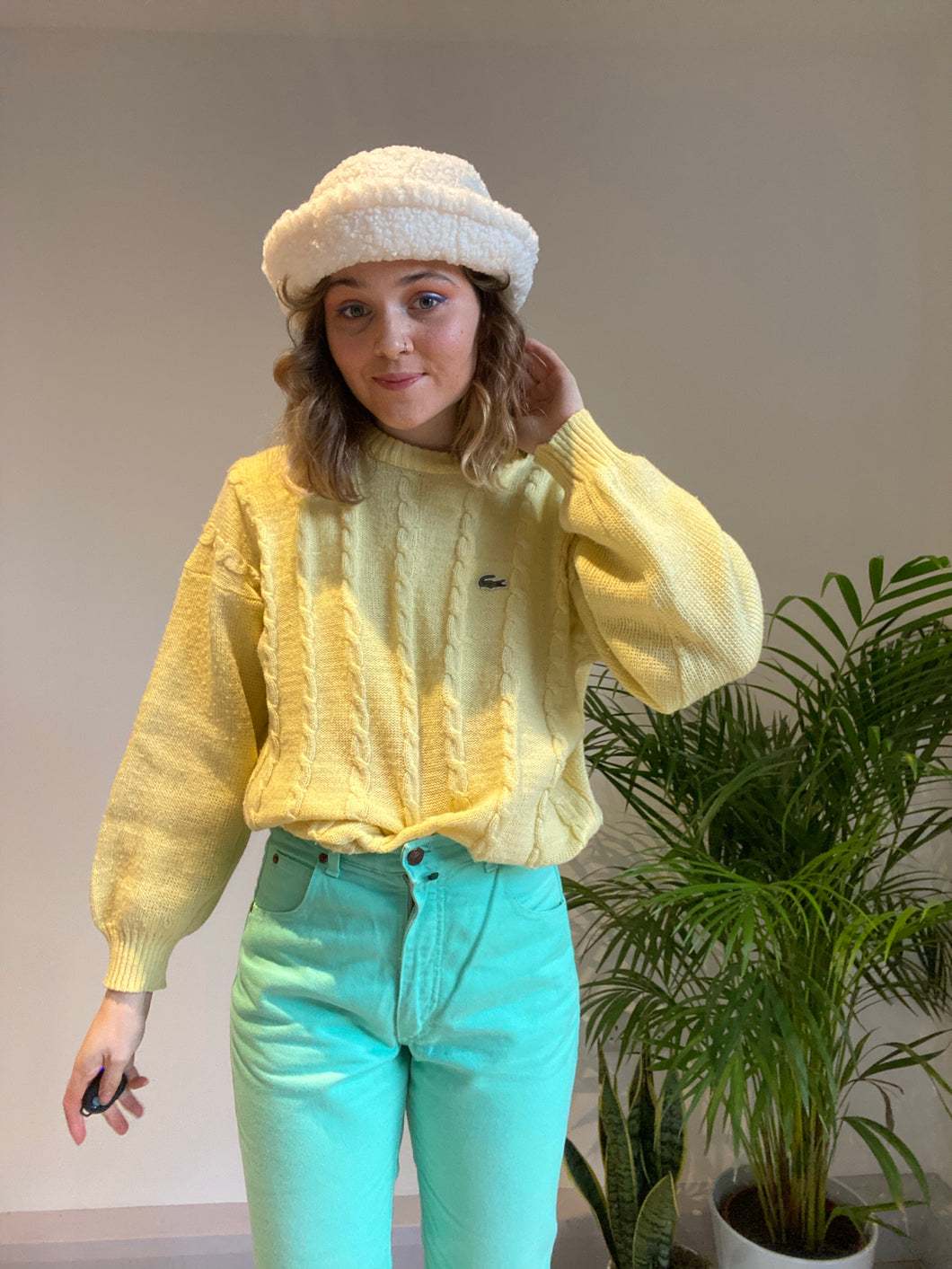 yellow lacoste knit 