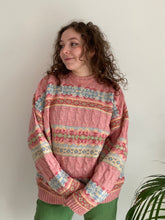 pink patterned knit vintage jumper
