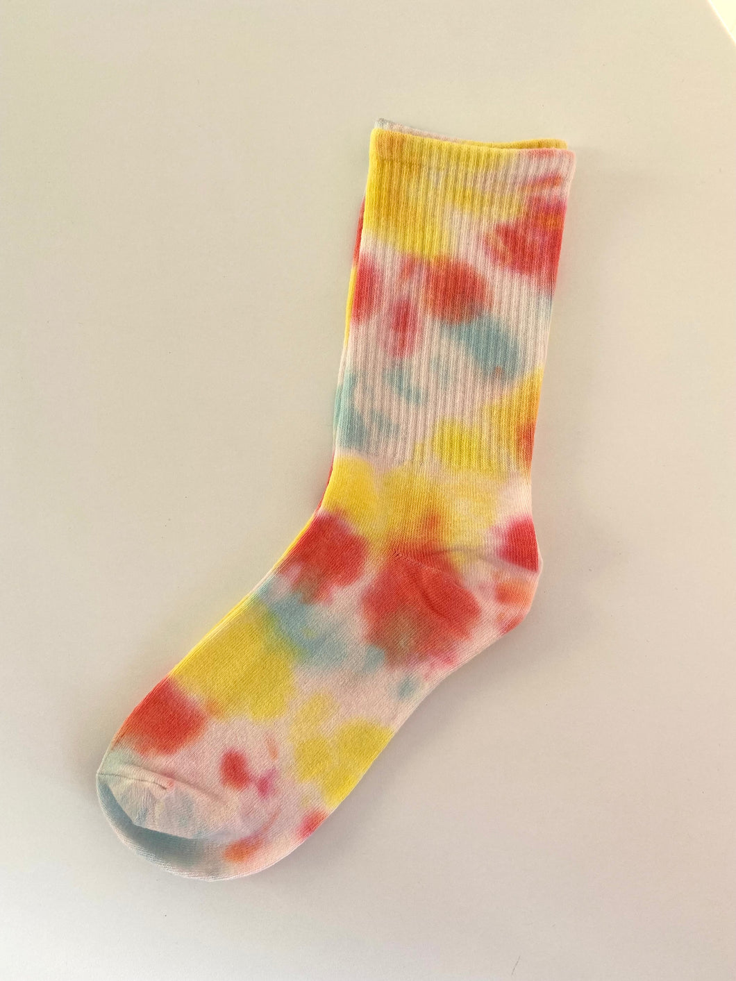 multicoloured socks tie dye