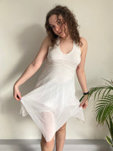 white y2k flowy halterneck dress