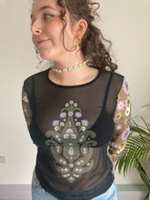 black floral sleeve y2k mesh top
