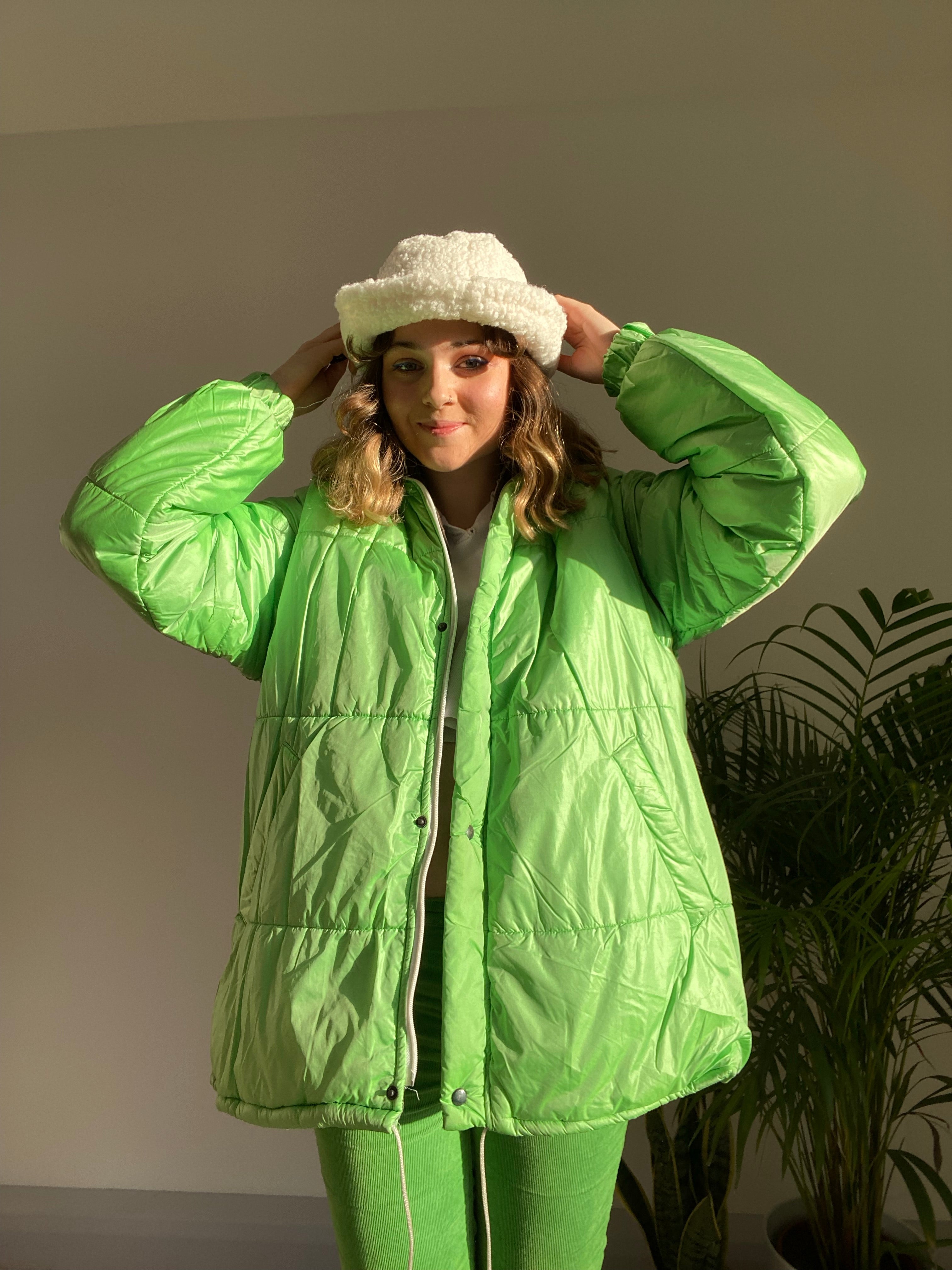 Vintage Lime Green Puffer Jacket M Public Romance